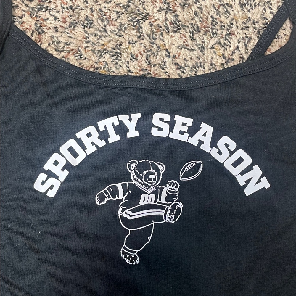 Wild Fable Sporty Season Black Graphic Cropped Tank Top Var Sizes | NWT - Picture 2 of 3